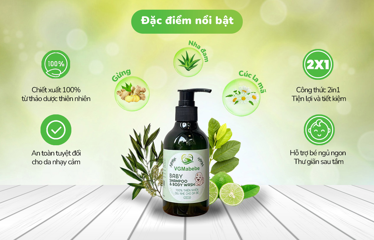 Đặc điểm nổi bật có trong thành phần của sữa tắm gội VGMabebe