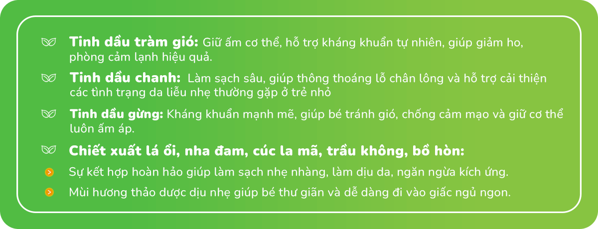 Thành phần chính có sữa tắm gội VGMabebe